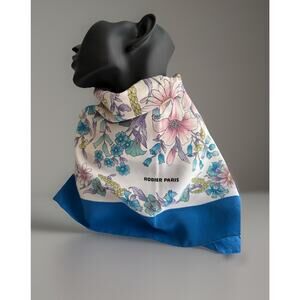 Vintage Silk Scarf RODIER Paris Floral Flowers Meadow Spring